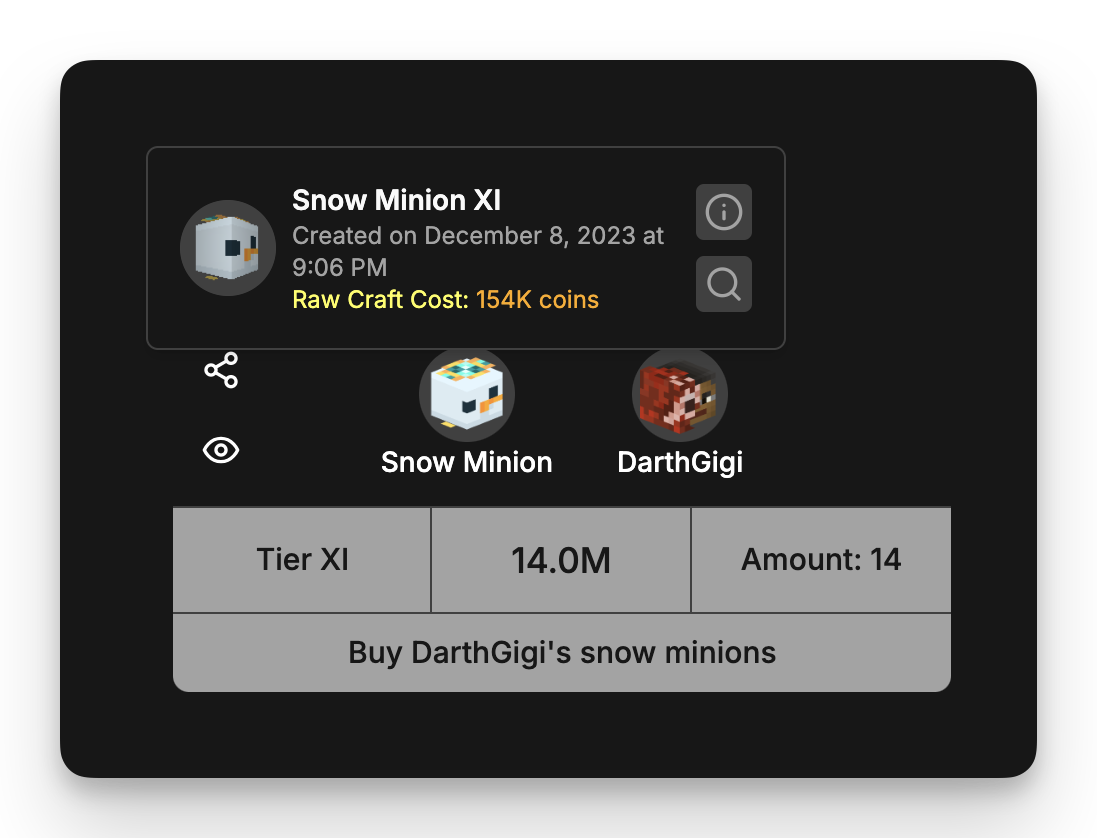 MinionAH Minion Hover